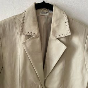 Vintage Western cream leather blazer